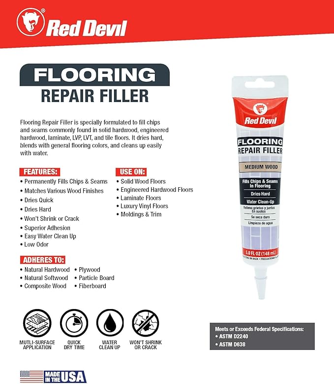 Red Devil 056020 Flooring Repair Filler, 5 oz., Light Wood, 1 Pack