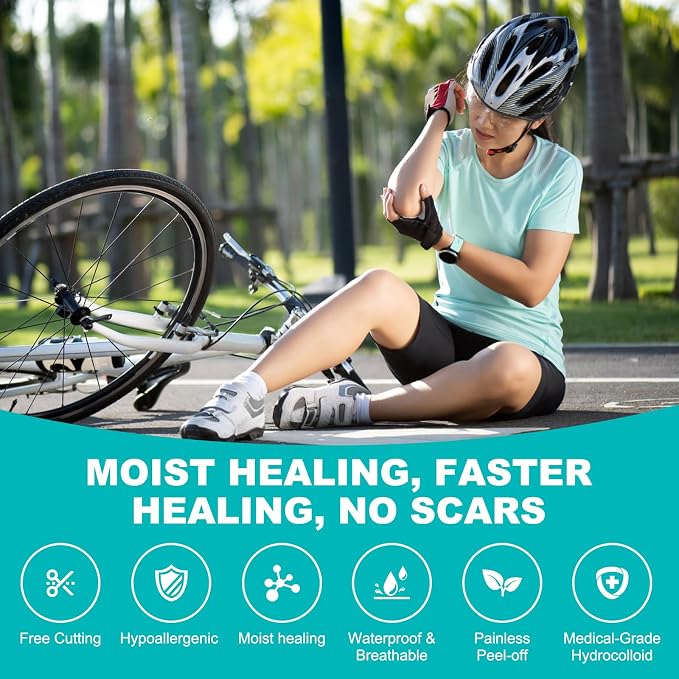 Hydrocolloid Roll for Wound Care, Hydrocolloid Bandages with Self-Adhesive, Cut-to-Size Patch Bandages, Ultra Absorbent, Waterproof, First Aid Kit Essential (2IN*12FT)
