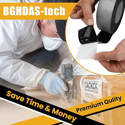 Bghdas - 2 Pack Butyl Sealant Tape 1 1/2" X 60' - Double Sided - Black Vapor Barrier Butyl Tape for Wall of Crawl Space, Rv Windows, Deck Boat, Crawlspace (Waterproof, Weatherproof)