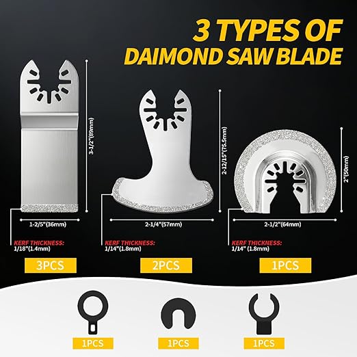6PCS Diamond Oscillating Tool Blades, Grout Removal Blade for Oscillating Multi Tool, Cutting Mortar Tile Concrete Masonry, Fit DeWalt Milwaukee Ryobi and More