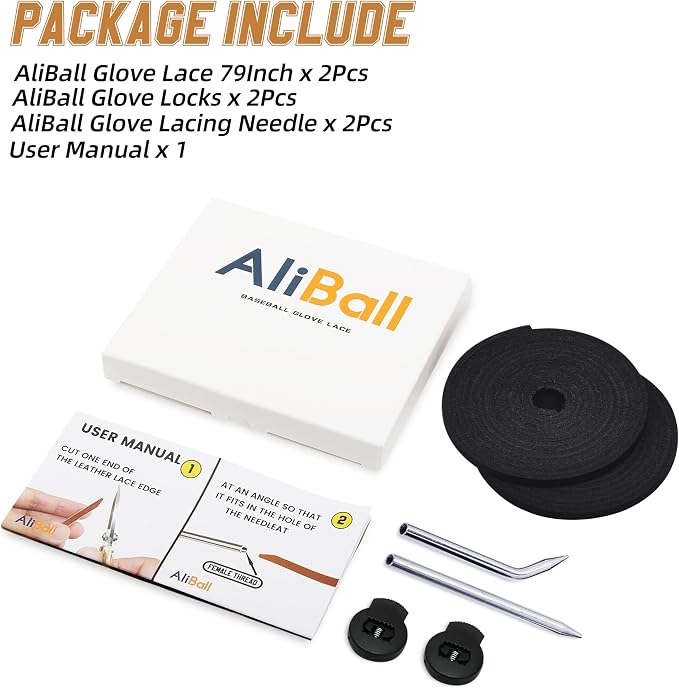 Baseball Glove Lace, 2 Pcs Authentic Cowhide Lace 79 Inch, Perfect Quick Repair Baseball Glove Repair Lacing Kit