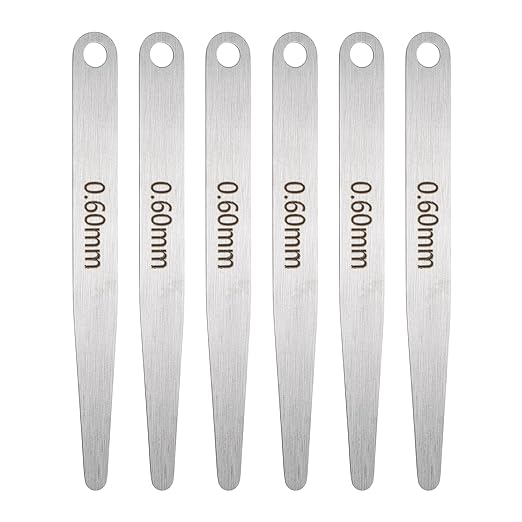 HARFINGTON 6pcs Metric Thickness Feeler Gauge 0.6mm Single Blade Oval Feeler Gauge 304 Stainless Steel Gap Measuring Tool for Repair Valve Guitar Spark Plug