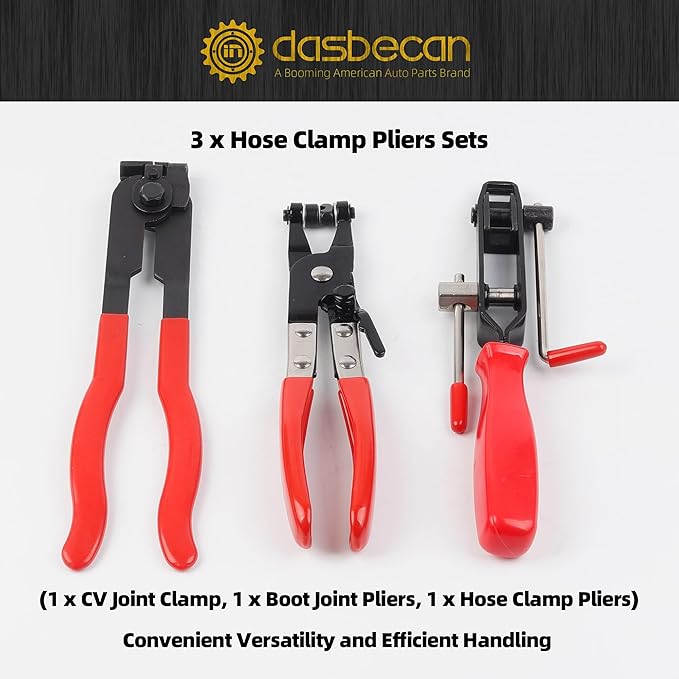 Dasbecan Universal Pneumatic CV Joint Boot Tool Expander Rod Spreader Installation Removal Tool Kit with 3Pcs Universal Auto CV Joint Boot Clamp Pliers Tool Set (Black)