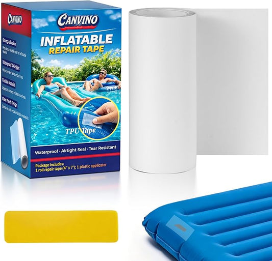 Inflatable Repair Tape 4 in x 7 ft, Waterproof Clear Repair Patch Kit for Bounce House, Pool Floats, Air Mattress, Tent, Tarp and Pool Toys