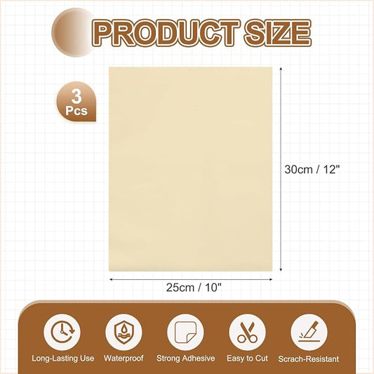 MECCANIXITY 5 Pcs Leather Repair Patch 10"x12" Self-Adhesive Leather Vinyl Repair Tape Kit for Furniture Couches Sofa Chair Car Boat Seats Jackets, Beige Yellow