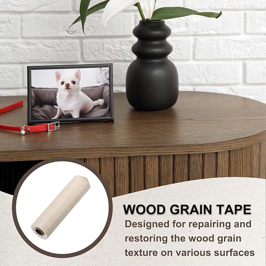PATIKIL Wood Grain Tape 4.7" x 32 ft, Self-Adhesive Wood Texture Repair Tape Realistic Wooden Effect Patch for Furniture Cabinets Floor Walls, Poplar Wood