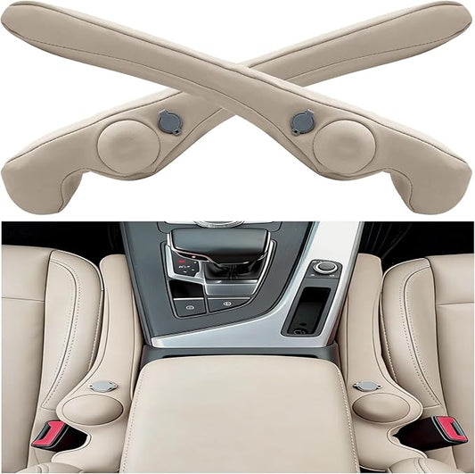 Inflatable Car Seat Gap Filler, Air Bladder Leak Proof Plug for Car Seat Cracks, Universal Fit Easy Installation to Prevent Items from Falling - No Tools Required, Back Seat Safe Beige
