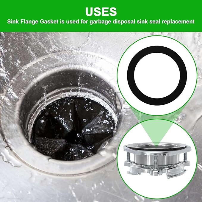 Garbage Disposal Silica Gel Sink Seal Accessory 80032, FLG-Seal Putty-Free, Sink Flange Gasket, for Kitchen Sink Drain (3 Pcs)