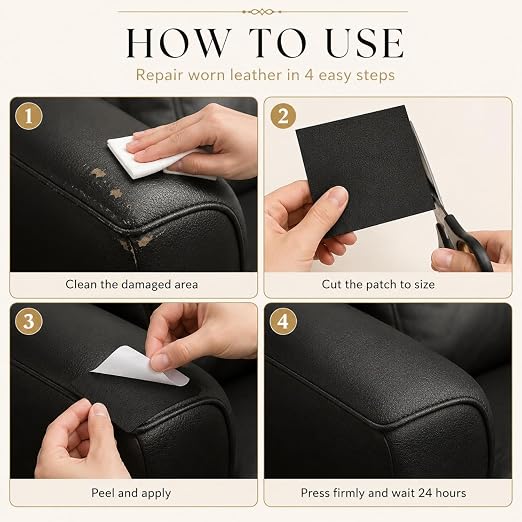 Self Adhesive Leather Repair Patch 24x54 Inch Sofa Car Seat Strong Adhesive | YAWQIRV Strong Self Adhesive Patch, Leather Repair Kit and Vinyl Repair Kit for Sofa, Waterproof, Scratch Fix, Durable, Black