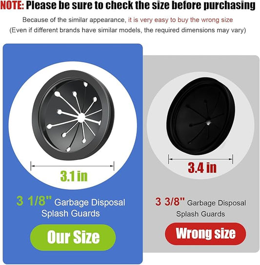 2 Pcs Garbage Disposal Splash Guard, 3 1/8" Sink Rubber Guard for Garbage Disposal, Replacement Garbage Disposal Rubber Drain Insert Parts for Whirlaway, Waste King, and GE Models