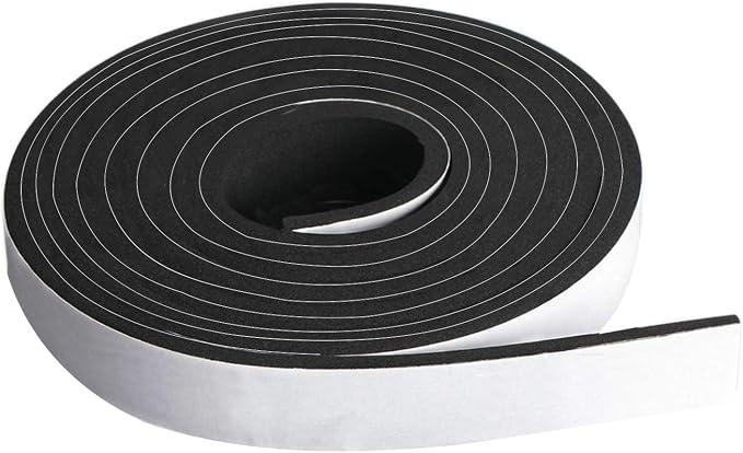 Neoprene Foam Strip Roll By Dualplex, 1" Wide x 10' Long x 1/8" Thick, Weather Seal High Density Stripping with Adhesive Backing – Weather Strip Roll Insulation Foam Strips