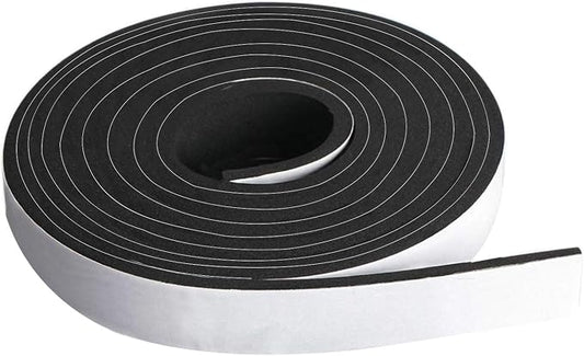 Neoprene Foam Strip Roll By Dualplex, 1" Wide x 10' Long x 1/8" Thick, Weather Seal High Density Stripping with Adhesive Backing – Weather Strip Roll Insulation Foam Strips