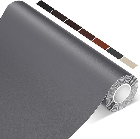 Leather Repair Patch Tape, 17x120 inch Large Self Adhesive Leather Repair,Vinyl Repair Patch Kit for Couches, Car Seats, Chairs, Furniture 17X120 inch,Grey