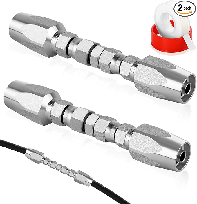 Hydraulic Hose Repair Kit, 3/8'' Hydraulic Hose Field Repair Kit, 2pcs Reusable Tool Heavy Duty Galvanized Carbon Steel Fittings