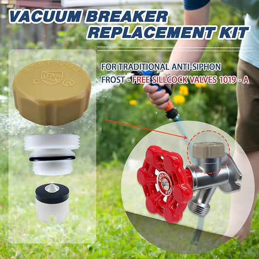 ASSE 1019-A Outdoor Faucet Repair Kit with Teflon Tape, Vacuum Breaker Replacement Kit Anti-Siphon Frost-Free Hose Bib Sillcock Valve Replacement（1 Pack）
