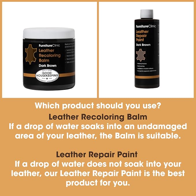 Furniture Clinic The Original Leather Recoloring Balm | Tan Leather Dye | Repair Scratched, Faded, & Worn Leather | Restore Your Leather Couches, Sofas, Car Seats, and Furniture | 250 ml / 8.5 fl oz