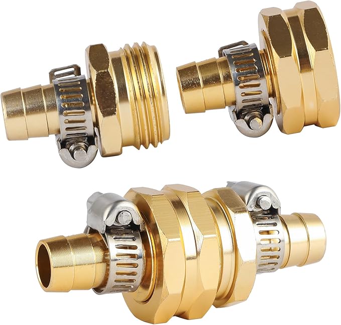 5 Set Garden Hose Repair Connector Kit with Clamps, Fit for 1/2" Garden Hose Fitting,1/2" Barb x 3/4" GHT Garden Hose Adapter/Fittings, Water Hose Repair Kit