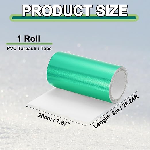 PATIKIL Awning Repair Tape 8" x 26ft Waterproof Canvas Tape High Adhesive Tear Repair Patch Kit for PVC Tarpaulin Tent Awning Fabric RV Sail Boat Cover, Green