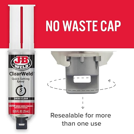 J-B Weld 50112 ClearWeld 5 Minute Set Epoxy Syringe - Clear - 25 ml, 25ml