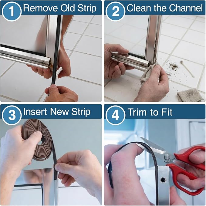 A+B Paired Magnetic Strips for Shower Door Replacement (Non-Adhesive), 13ft 2Rolls, Insert for Framed and Semi-Framed Sliding Glass Doors