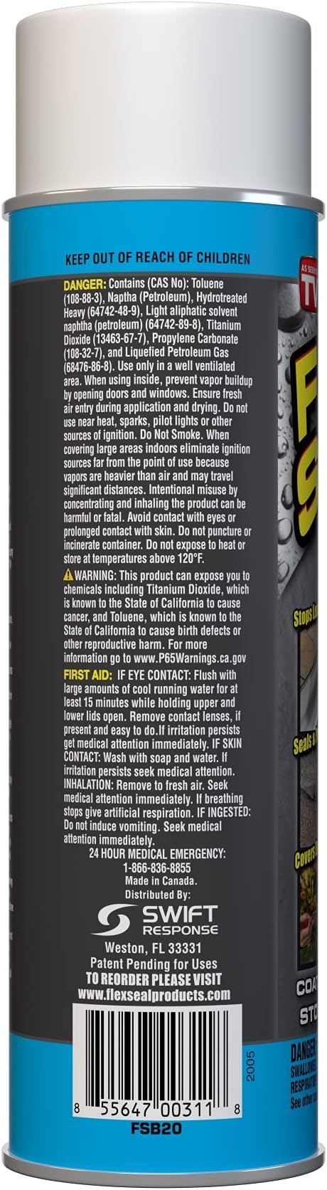 Flex Seal, 14 oz, Brite, Stop Leaks Instantly, Waterproof Rubber Spray On Sealant Coating, Perfect for Gutters, Wood, RV, Campers, Roof Repair, Skylights, Windows, and More
