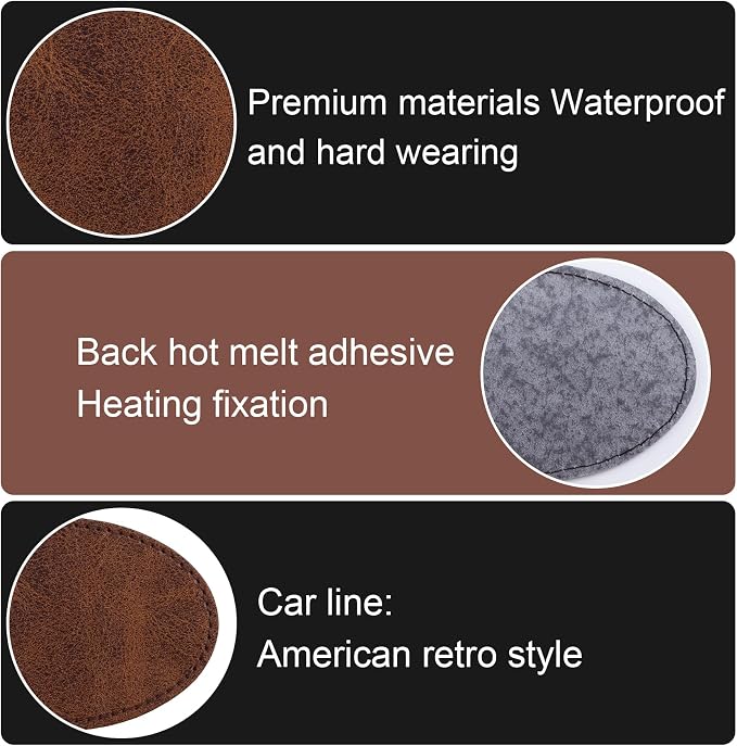 SmallCat 10 PCS Oval Leather Patches for Hats, Iron on Blank Patches, Artificial Leather Patches for Laser Engraving, Repair Patches for Sewing Crafts, Hats, Jackets - Dark Brown