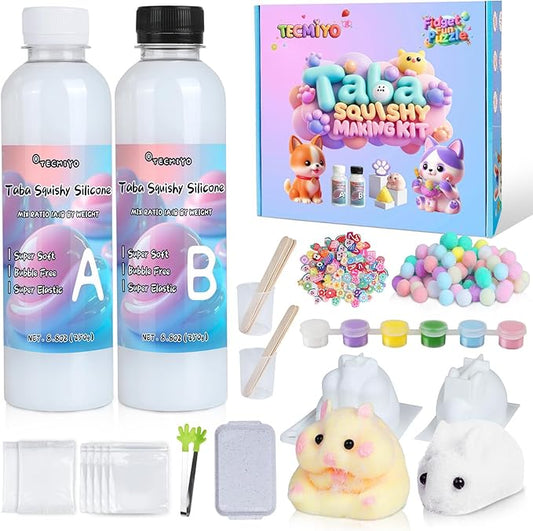 TECMIYO Taba Squishy Making Kit - DIY Squishy Maker with 1:1 AB Liquid Silicone for Super Soft Squishies - Arts & Crafts Kit for Beginners - Birthday Crafts Gifts