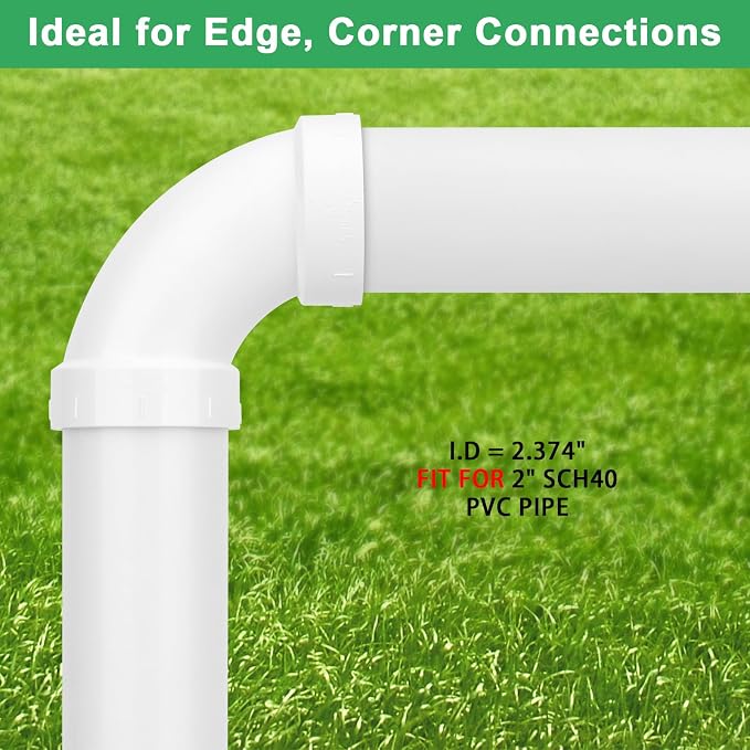 4Pack 2" PVC DWV Sanitary 90-Degree Elbow (Socket x Socket) White SCH40 2" PVC DWV 90° Elbow Pipe Fittings Connectors for Drain, Waste, Vent