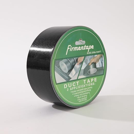 Firmentape] Heavy Duty Cloth Waterproof Tape 2" x50ft, Fiberglass Reinforced for Roofing/Pipes, Butyl Rubber Adhesive - Weatherproof & UV Resistant (Black)