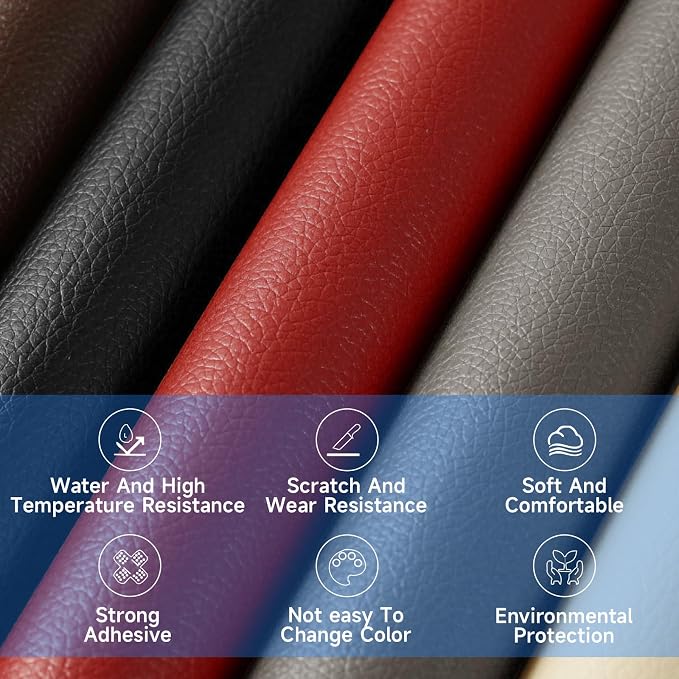 Leather Repair Patch, Self Adhesive Leather Repair, Large Leather Repair Tape for Sofa, Car Seats, Furniture, Cabinets, Chairs, Handbags （Grey, 16X118 inch)