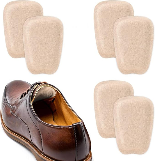 Shoe Tongue Pads for Men & Women - Welnove 3 Pairs Suede Memory Foam Shoe Padding Cushion Soft Self Adhesive Inserts Filler for Boots, Leather Shoes, Dress Shoes, Loafers (Beige, Size L)
