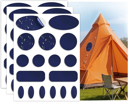 Waterproof Self-Adhesive Fabric Repair Tape - Tent Repair Kit,51pcs Nylon Fabric Patches for Tent, Jacket, Clothes, Puffer Down Jacket,Sleeping Bag, Outdoor Gear Tenacious Repairs Tape, Dark Blue