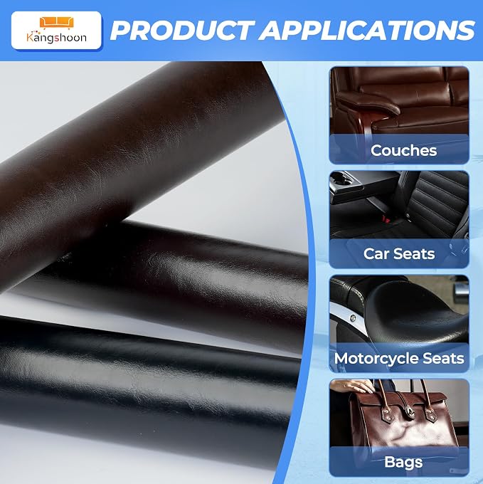 Leather Repair Patches, 17X79 Inch Self-Adhesive Leather Repair Tape, Stretch Vinyl Repair Kit for Couch Furniture Sofas Car Seats (Dark Brown, 17X79 Inch)