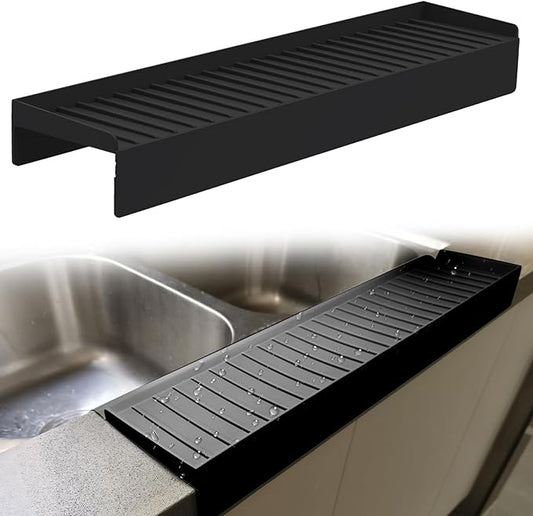 Kitlers Silicone Edge Protectors - Multifunction Sink Accessories, Splash Guard & Draining Mat for Kitchen, Bathroom Sink, Steel, Granite, Quartz Countertops(Black)