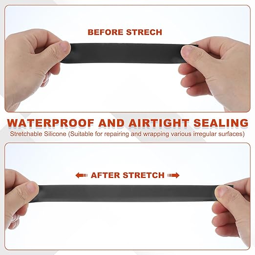 uxcell 2 Pcs Self Fusing Silicone Tape, 1" x 10ft Waterproof Water Leak Sealing Tape for Plumbing Pipe Hose Repair Handles, Black