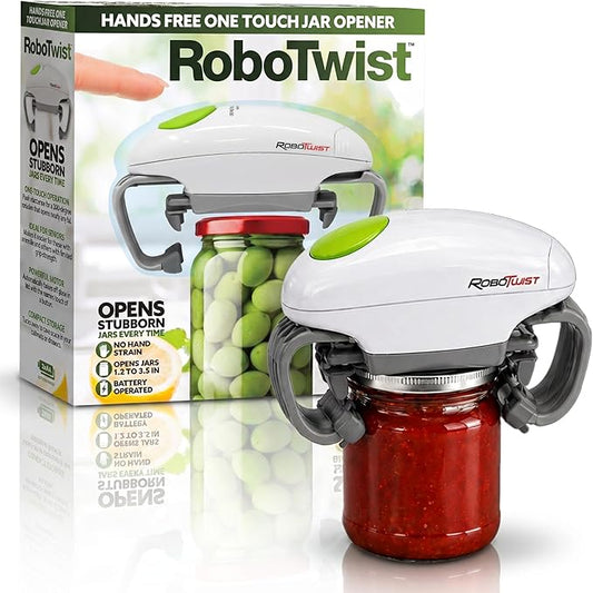 Robotwist Automatic Jar Opener, Deluxe Model with Improved Torque, Robo Twist Kitchen Gadgets for Home, Electric Handsfree Easy Jar Opener – Works on All Jar Sizes, As Seen on TV