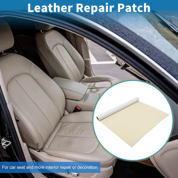 Self Adhesive Leather Repair Patch Strong Stickiness 30"x16" Leather Repair Tape PU Leather Beige White 1 Pcs