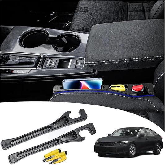 【Compatible with Honda Civic】Seat Gap Filler,No Drop Seat Guard Compatible with Honda Civic,Car Seat Side Gap Filler Organizer,Drop Seat Guards for Cars(2Pcs),Emergency Keychain Car Escape Tool(2Pcs)