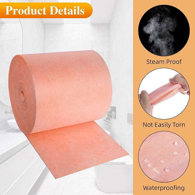 Waterproofing Membrane Band Roll,Shower Waterproof Membrane - 5"x120ft | 23.6Mil Thick Waterproofing Membrane Strip Uncoupling Band for Sealing Butt Joints & Tile Wall Floor in Bathroom Sauna Steam