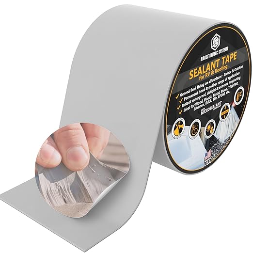 HSS Sealant Tape with MicroSealant - Waterproof Commercial Roofing Tape for Roof and RV Repair - UV- & Weatherproof - Grey - 6 inch x 25 ft.