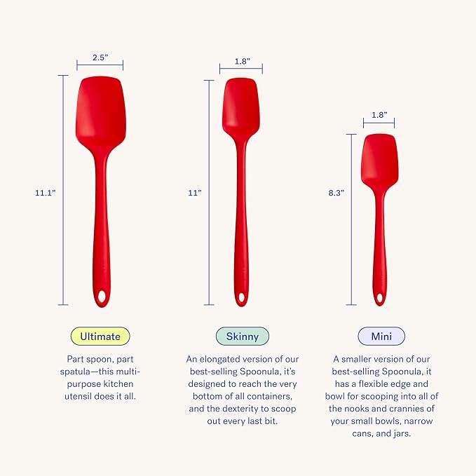 GIR: Get It Right Silicone Spoonula - Non-Stick Heat Resistant Silicone Scraper Spatula for Mixing, Serving, Scraping, Stirring, and More - 11 Inch, Navy Blue