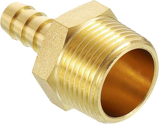Pack of 1 Brass Hose Barb Fittings Adapter Connector 3/8" Hose Barb to 3/4" NPT Male Fittings for Home Machines, Massage Bathtubs, and Irrigation Systems