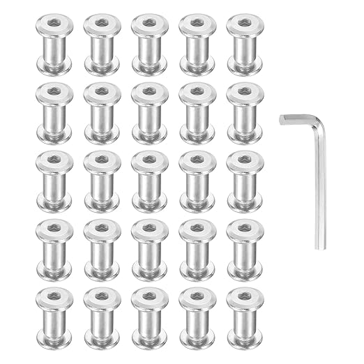 PATIKIL M6x6mm Hex Chicago Screws 8x12mm, 20Pcs 304 Stainless Steel Metric Hex Drive Socket Cap Binding Post Screw Posts for Scrapbook Leather Belt Album Furniture Repair, Silver