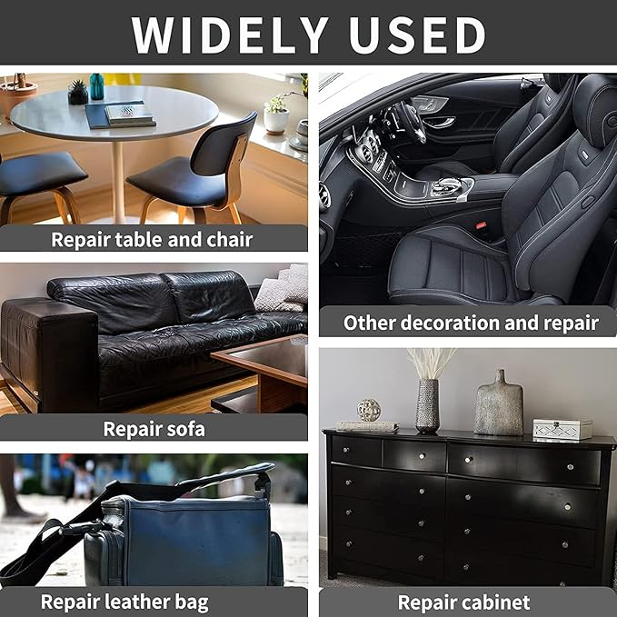 Lifeshoon Leather Repair Patch, Self Adhesive Leather Repair, Large Vinyl Patch Tape for Couches, Furniture, Car Seats, Cabinets, Wall, Handbags （Black, 3.5X79 Inch）