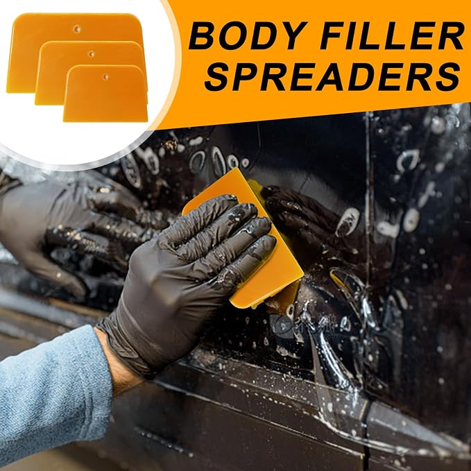 Body Filler Spreaders, Plastic Spreader,4, 5, 6 Inch Reusable Automotive Body Fillers Hard for Applying Fillers, Putties, Glazes, Caulks and Paint (9)