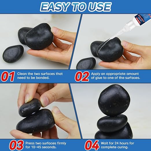 Stone Glue 30 g, Marble Glue Instant, with Anti-Clog Cap, Strong Clear Adhesive for Marble, Granite, Artificial Stone, Tile, DIY, Waterproof (Clear, 30 Grams * 1 Pack, Stone Glue)