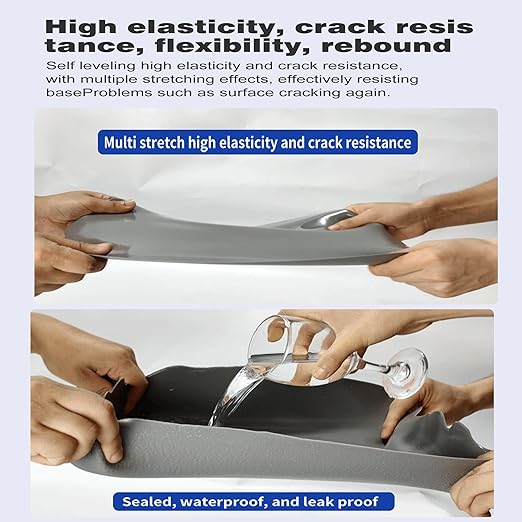 Concrete Crack Filler and Sealant, Quick Drying High Elasticity Cement Crack Filler, Waterproof Repair, Self-Leveling Concrete Slab Repair for Driveway, Patio (Black, 35.27 OZ)