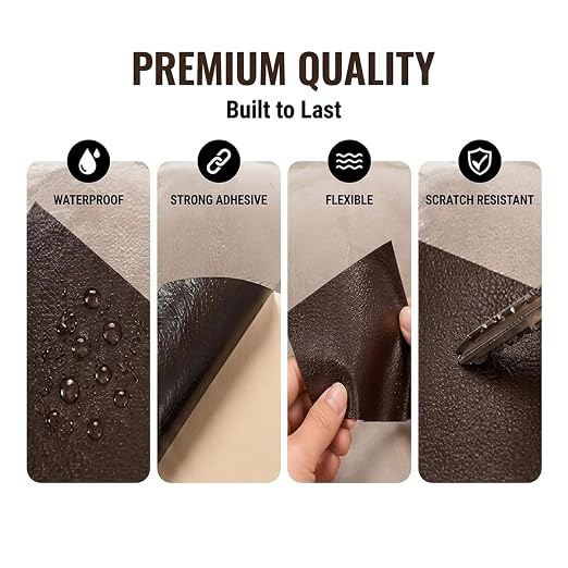 Cremsy Leather Repair Patch Tape, Self-Adhesive Leather Repair Patch Kit for Couch Sofa Car Seats, Waterproof Vinyl Repair Patch, Cuttable Furniture Repair Tape for Chair Jacket (2, Gray)