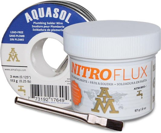 AIM Plumbing Solder Kit with solder wire, flux and brush, Solder for Plumbing Repairs (113g / 4oz)