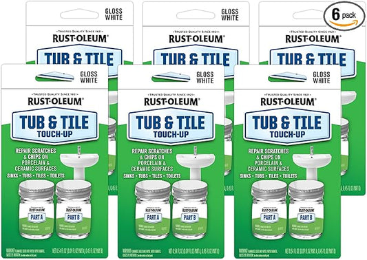 Rust-Oleum 244166-6PK Tub And Tile 2-Part Touch Up Paint, White, 6 Pack
